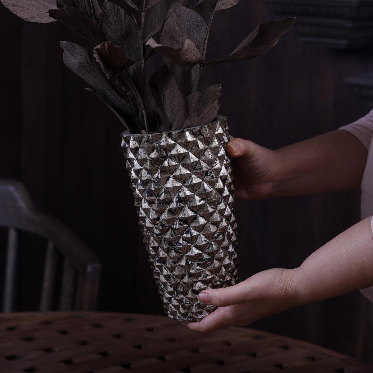 Geodara Vase - Silver